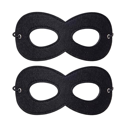 Yilistore 2 Pieces Black Felt Eye Mask,Halloween Costumes Masquerade Half Mask Cosplay Party Supplies for Adult Kids