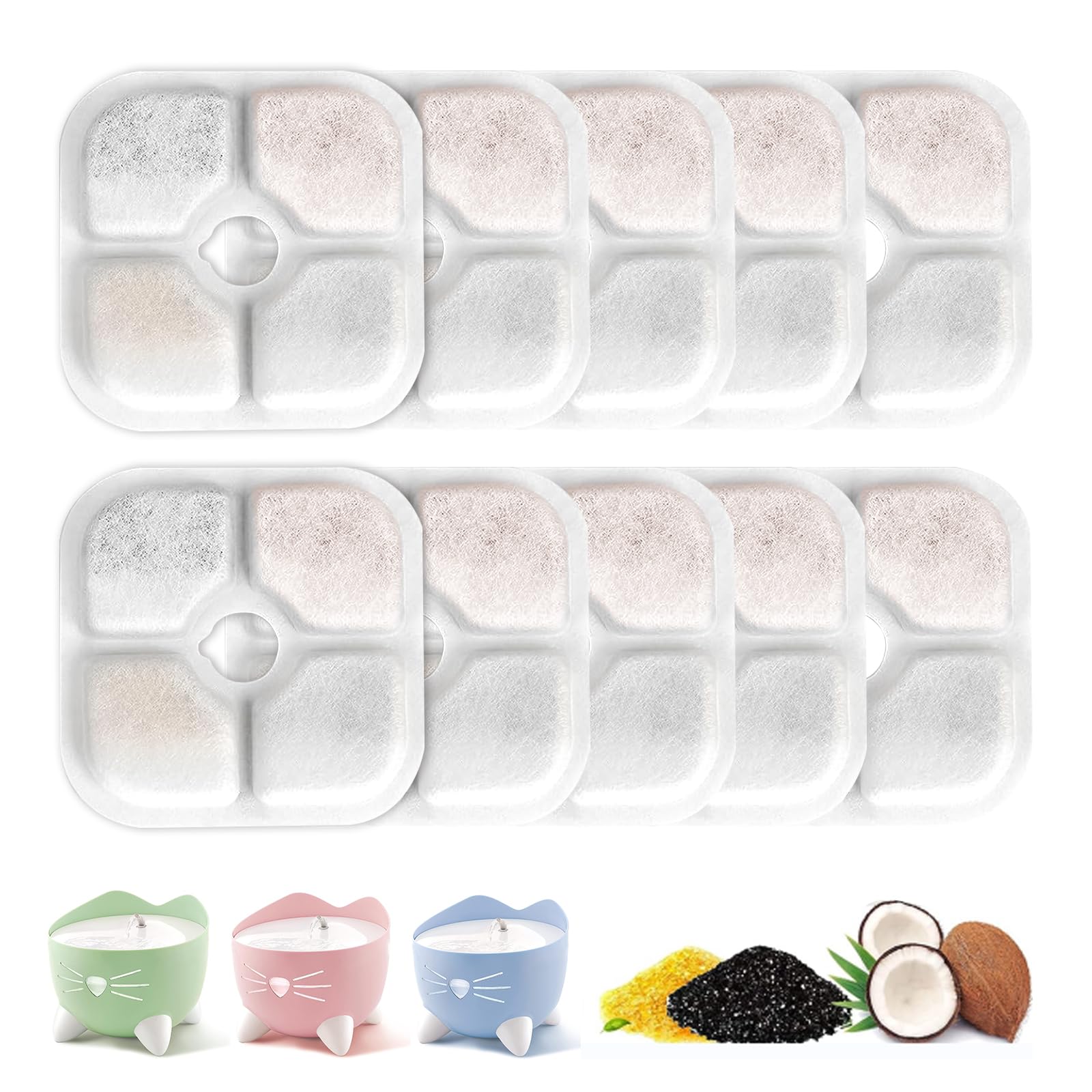 16 Stück Katzenbrunnen Filter Für Catit Pixi - Aktivkohle Filter Mit 3-fach Filtersystem