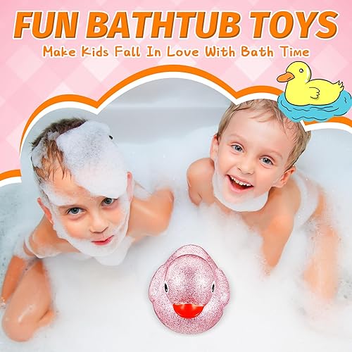 Miniatura 3 de Pato de goma gigante con purpurina de 6.89 pulgadas, pato de goma grande con purpurina, juguete de baño de pato grande brillante con sonido