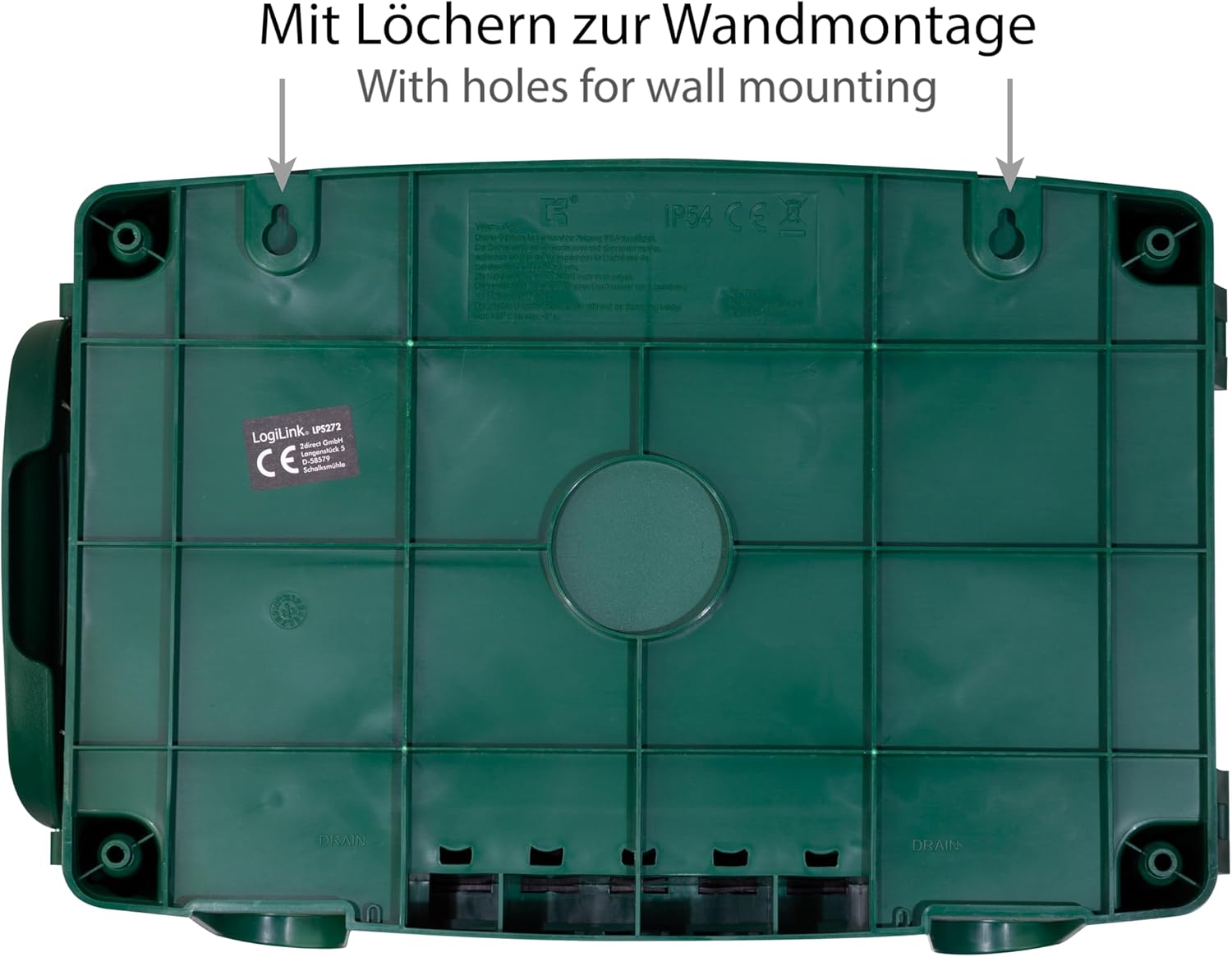 Logilink LPS272 Weatherproof Electronic Box for Outdoor use in Green with dust and Splash Protection (IP54), 32 x 21 x 11.5 cm
