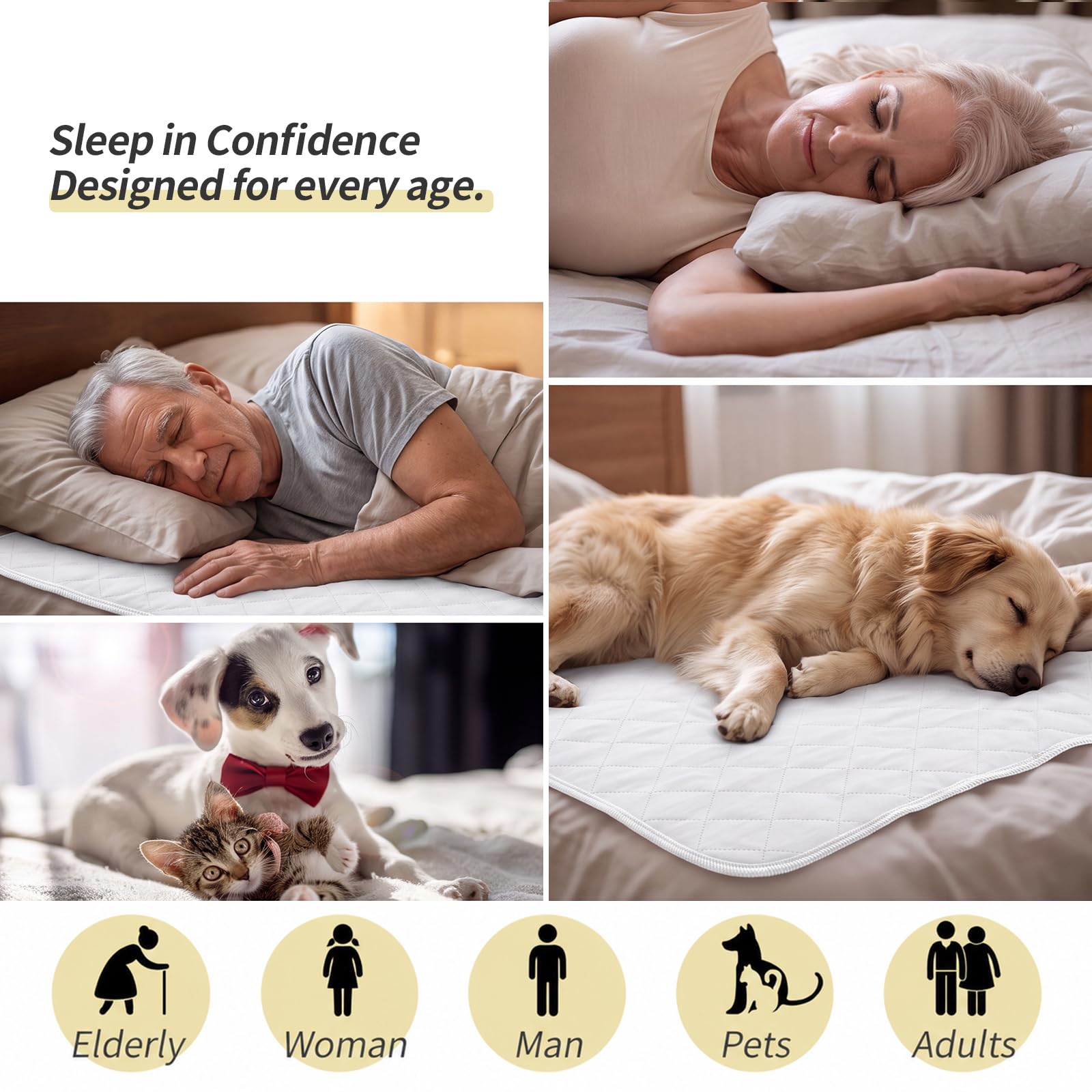 CoolShields Almohadillas de cama impermeables para incontinencia, lavables y reutilizables, protector de colchón para niños, adultos, ancianos y mascotas, 34 x 52 pulgadas (paquete de 1)