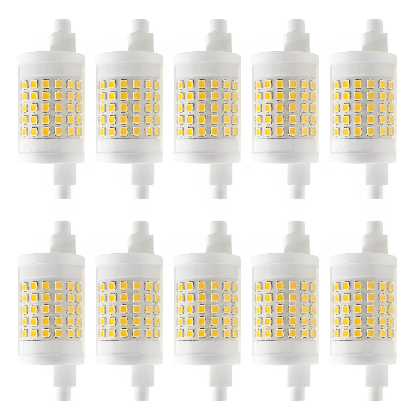 10W 1000LM R7S 78MM Bombillas LED de cerámica AC 85-265V R7S Base 100W Bombilla halógena de tungsteno Bombillas de Repuesto para iluminación de Taller Lámparas de pie (Paquete de 10)