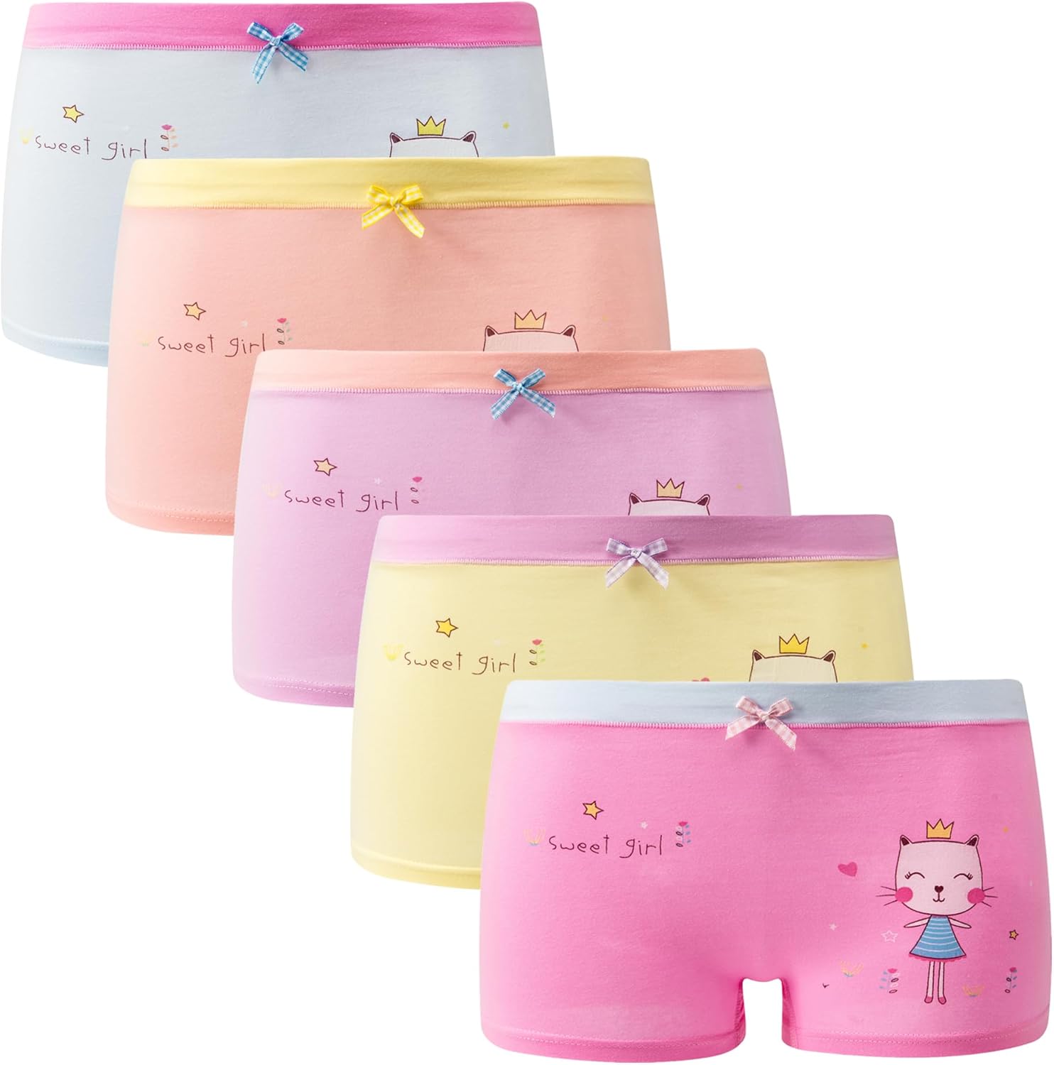 Girls Cotton Underwear Soft Boy Shorts Kids Boxer Briefs Panties(Pack of 5) - Image 3