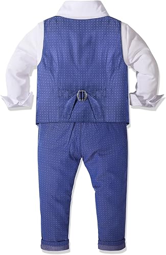 Miniatura 4 de Conjunto de traje formal para niños Nwada, con camisa de esmoquin, chaleco delgado y pantalones, ropa para niños pequeños
