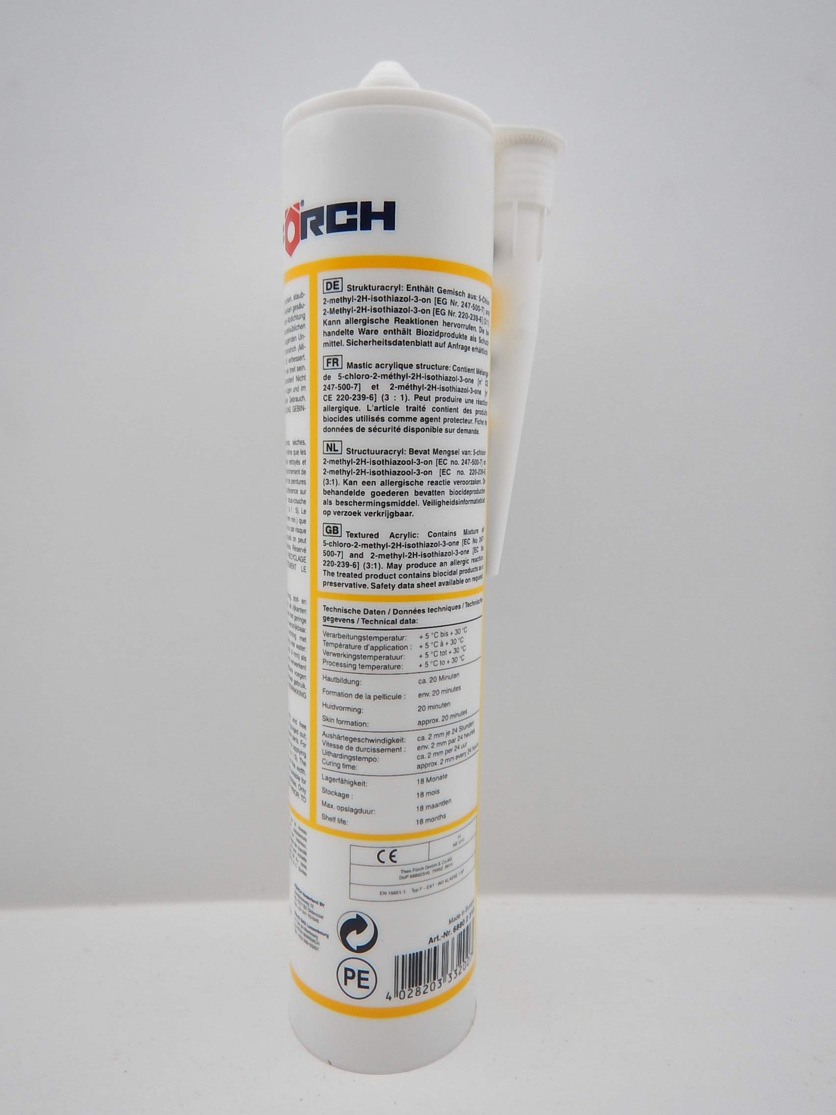 FÖRCH STRUKTURACRYL ACRYL STRUKTUR WEISS KARTUSCHE DICHTSTOFF DICHTMASSE 310ml (12)
