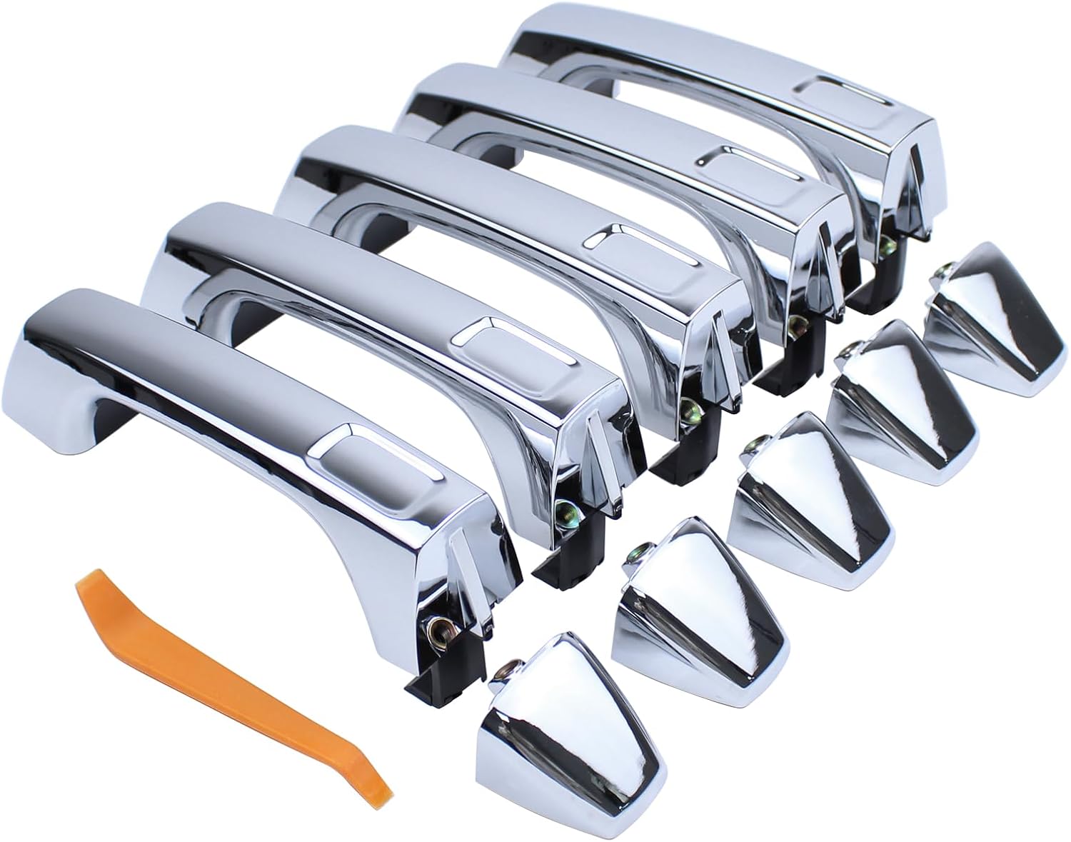 MOTOKU 5Pcs Front and Rear and Cargo Chrome Exterior Door Handles for Hummer H3T 2009-2010 H3 2006-2010 Outer Outside Door Handles