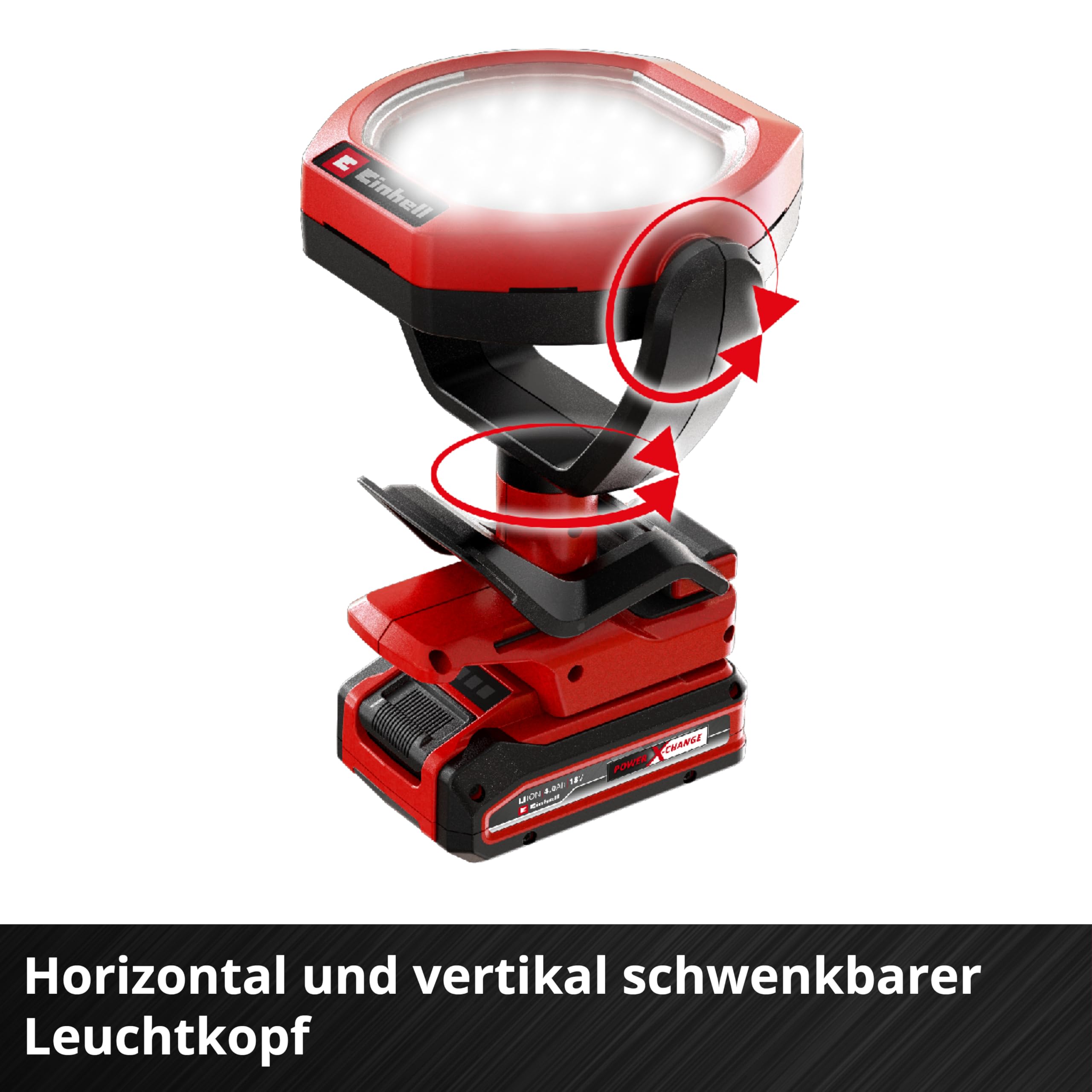 Einhell Akku-Outdoor-Lampe GC-OL 18/1500 Li-Solo Power X-Change (18 V, 1500 lm, 7000 K, 4 m Leuchtweite, schwenk- & Drehbarer Leuchtkopf, 3 Helligkeitsstufen, Ohne Akku)