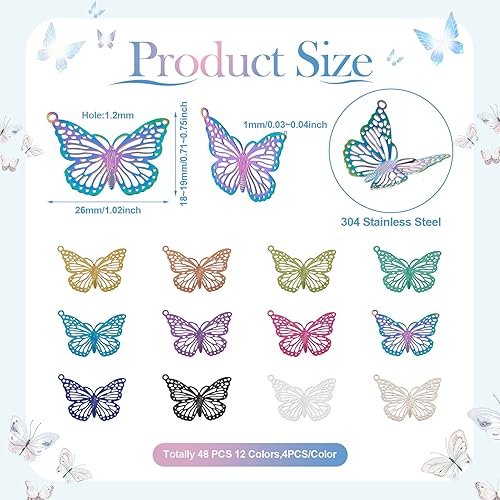 Miniatura 6 de Pandahall - Dijes de acero inoxidable surtidos de metal, estrella y luna, flor, animal para hacer pulseras, collares, aretes, Acero inoxidable