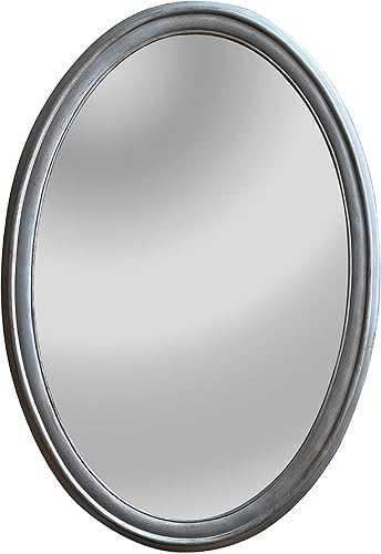 CHLOE's Reflection Espejo de pared ovalado de estilo contemporáneo con acabado plateado de 34 pulgadas de alto