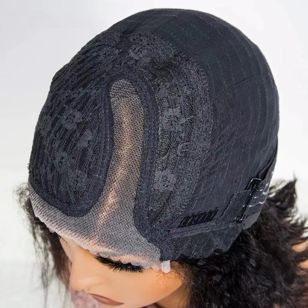 Accessori Parrucche Parrucca Crespa In Pizzo Dritto Con Parte Laterale Per Capelli Umani Parrucca Per Capelli Da 14 Pollici Parrucca Senza Colla Di Colore Nero Naturale(Natural black)