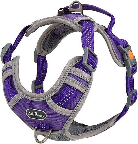 Miniatura 7 de Arnés sin tirones para perro, ajustable, reflectante, transpirable, chaleco para cachorro, chaleco para perro, arnés acolchado de malla suave con