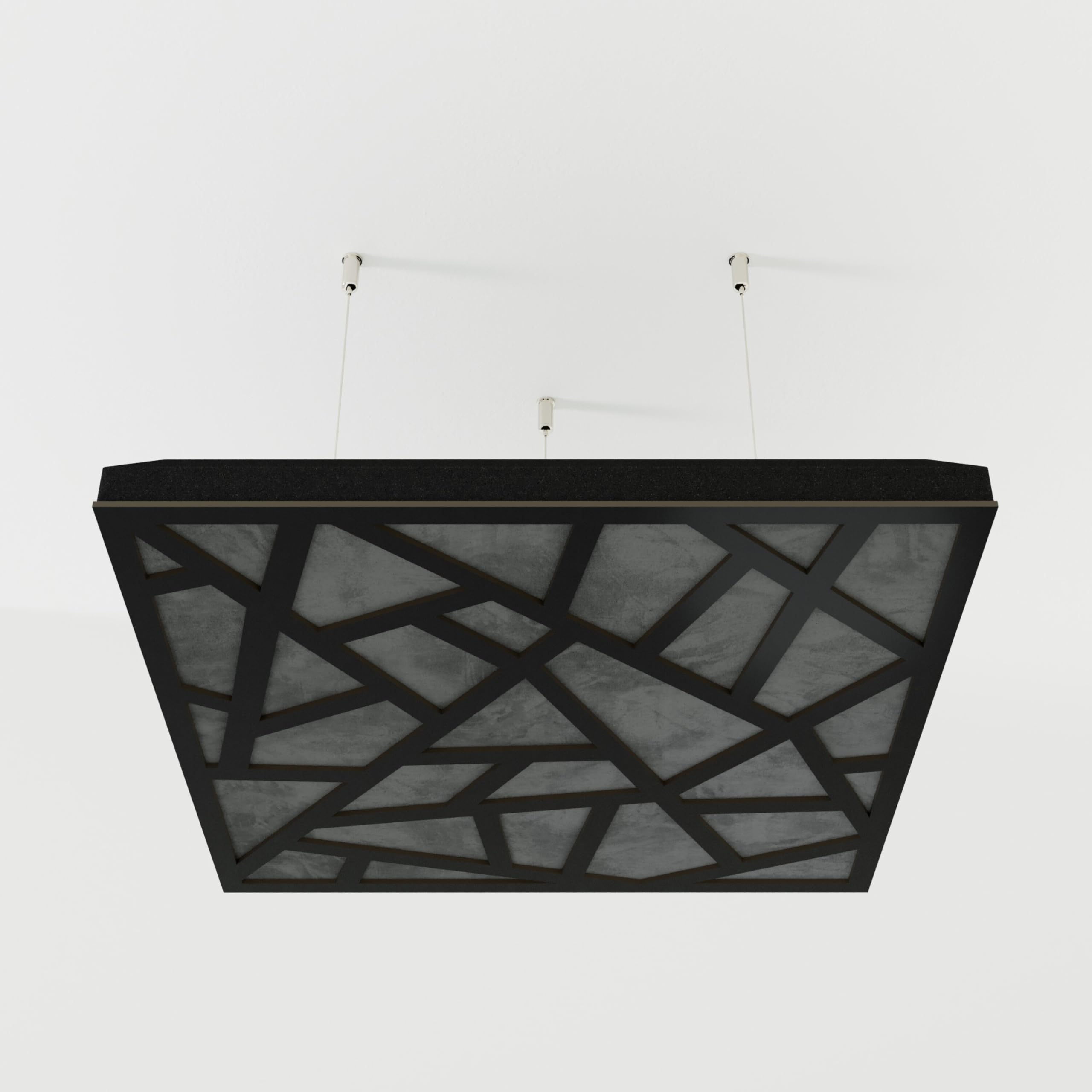 Pack de 2 paneles acústicos de difusión y absorción para techo con terciopelo y kit de montaje | 50x50x5cm | Panel colgante | Tratamiento acústico para el hogar | [SKYROSS - Negro | Gris]