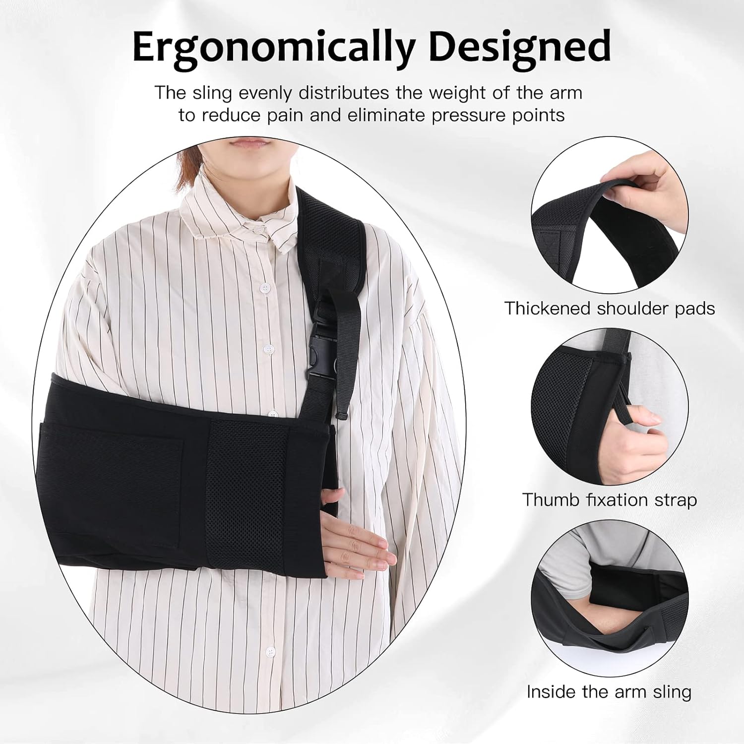 Skyward Arm Sling, Medical Support Strap for Broken Fractured Elbow Wrist, Adjustable Breathable and Lightweight Immobilizer, Shoulder Rotator Cuff Brace,Adjustable Padded : Health & Household