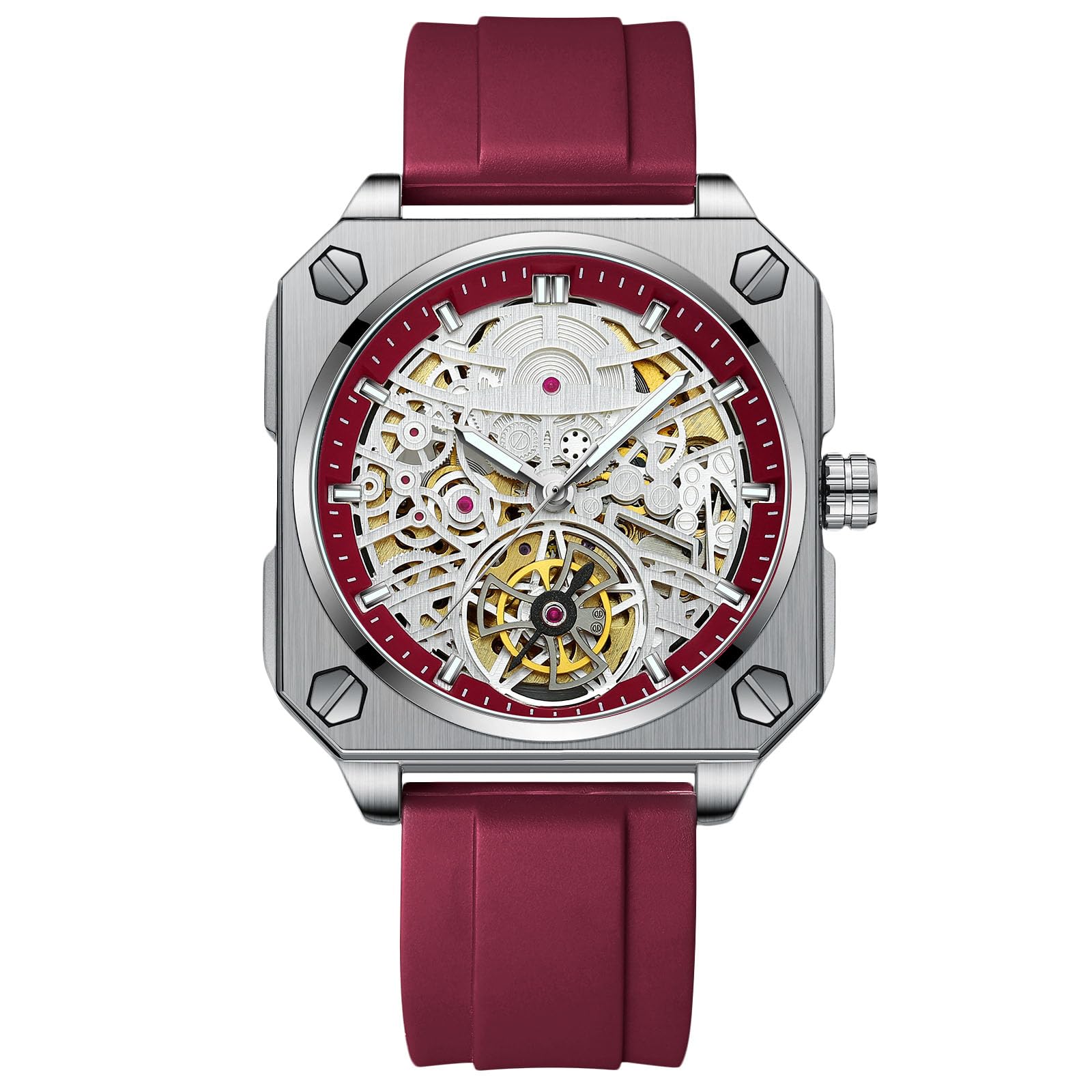 RORIOS Orologio Minimalista da Uomo Orologio da Polso Analogico Quarzo Orologio Calendario Luminosi Orologio Casual Acciaio Inossidabile Cinturino in Pelle Oro rosa Bianco