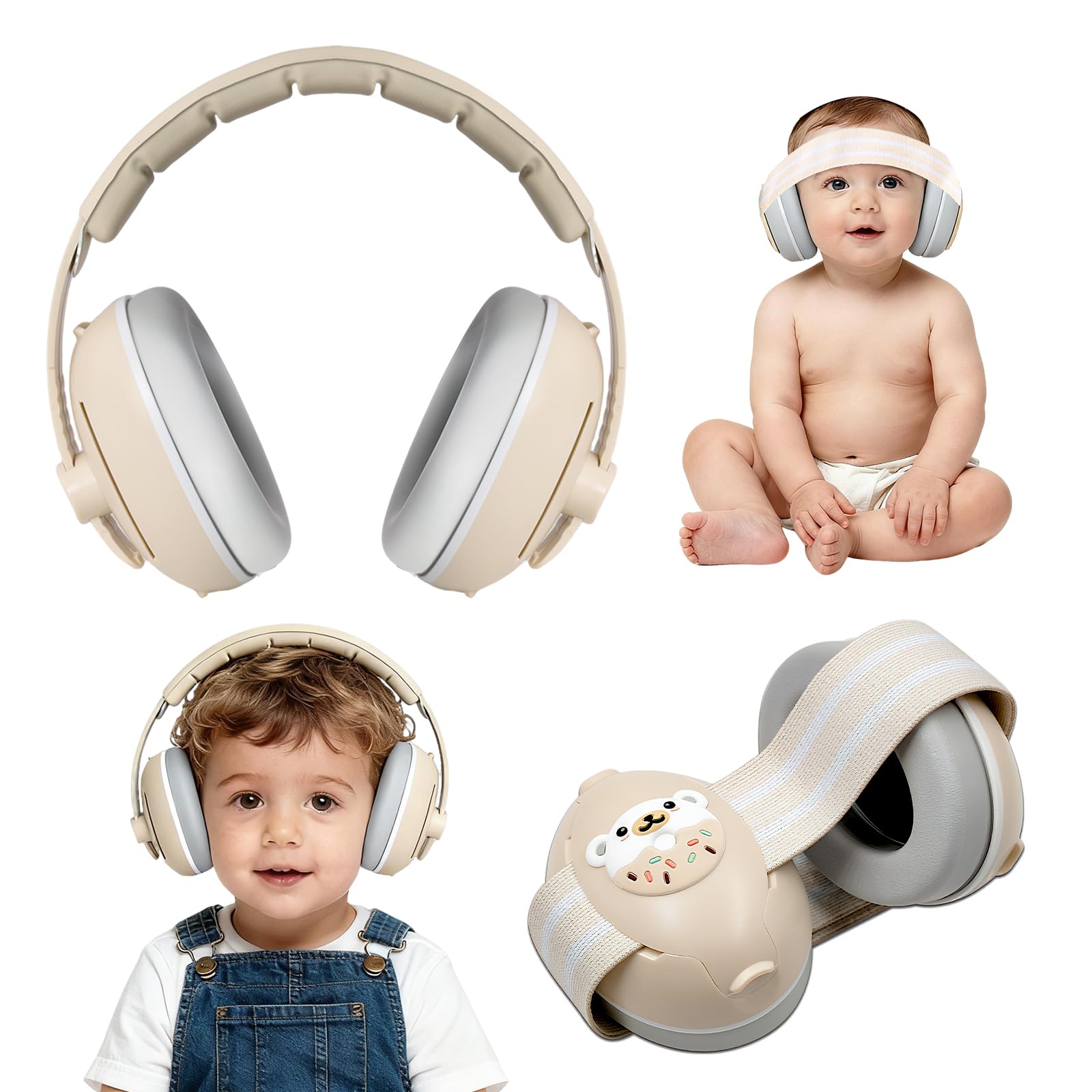 2 In 1 Cuffie Neonato Antirumore, Regolabile Cuffie Aereo Neonato, Protettori Acustici per Neonati, Ideale per Udito Ideale per Dormire, Voli, Eventi Leggere Comode E Facili Da Trasportare