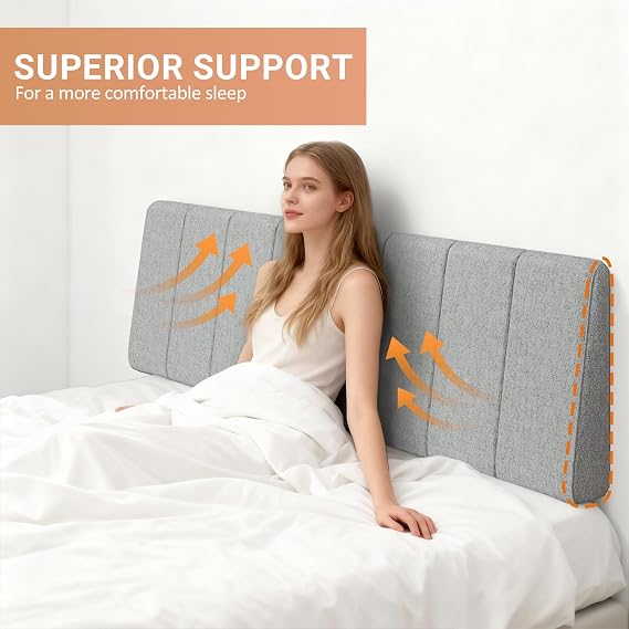 King Size Headboard Only-No Assembly Required, Light Gray