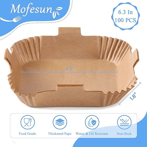 Miniatura 2 de Fresh 103 paquetes de forro de papel desechable para freidora de aire, hojas de cesta antiadherentes, papel pergamino sin blanquear para hornear,
