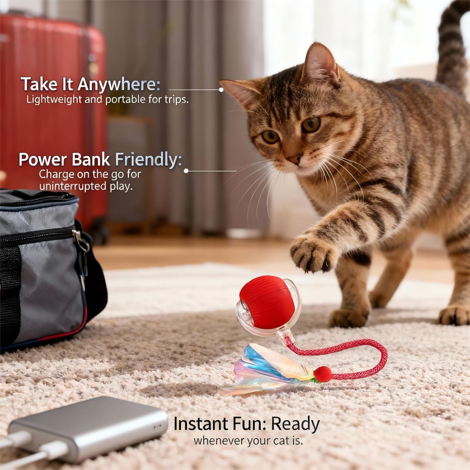JBD Smart Cat Toy Ball Bundle - 2 Pack (Red & Green) - Interactive Automatic Rolling Balls for Indoor Cats - Day & Night Mode (Active & Silent)