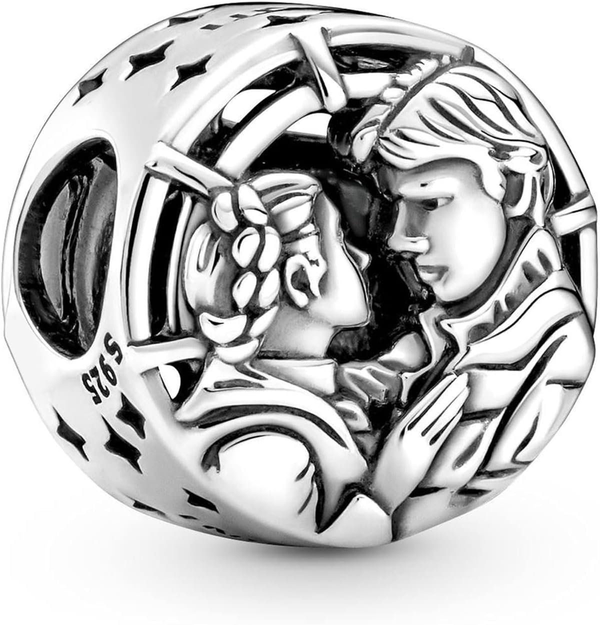 Han Solo & Princess Leia Kiss Charms 925 Sterling Silver Openwork Bead for Bracelets