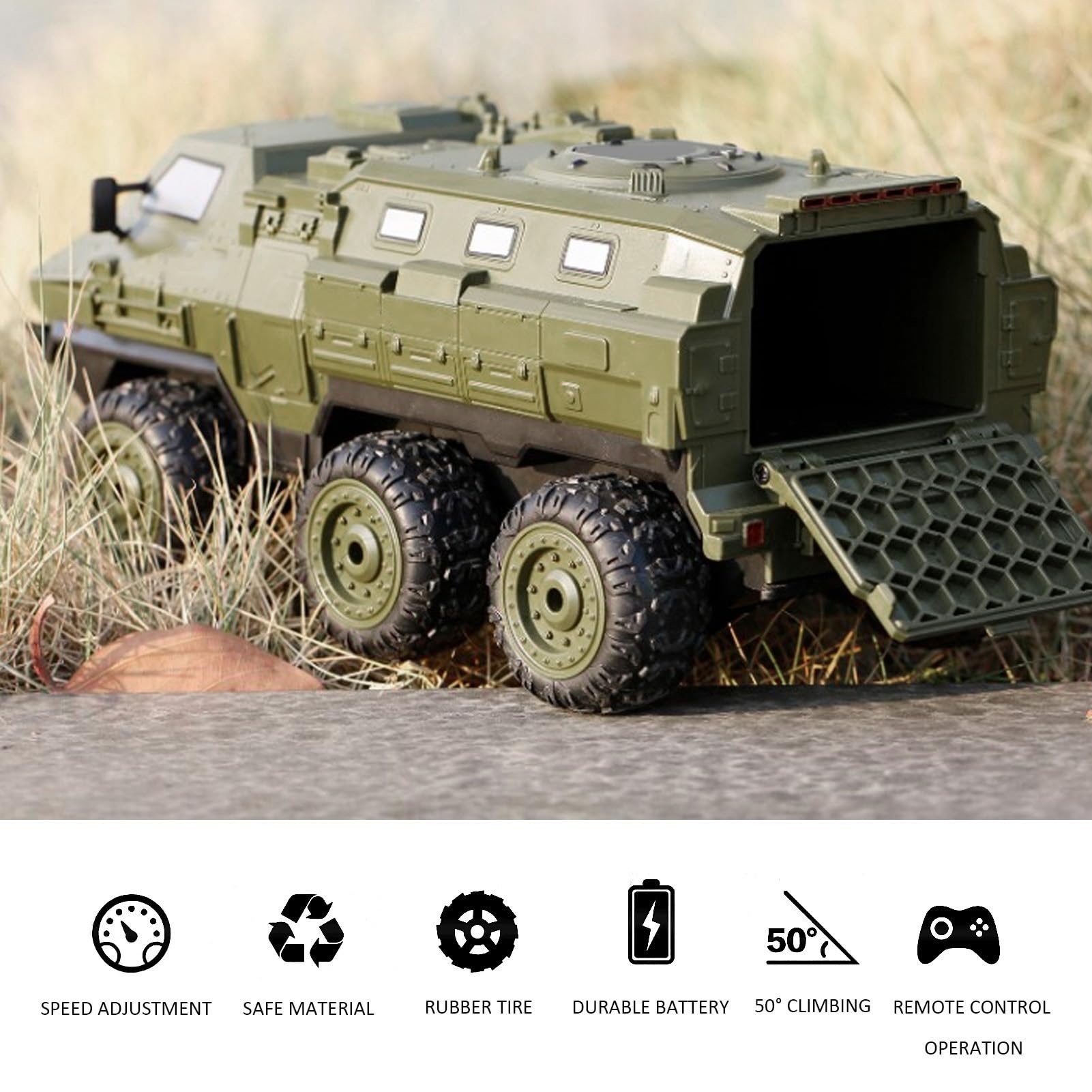Ciężarówka Pancerna RC, 2,4 GHz Szybki Zdalnie Sterowany Samochód 6WD RC Tank 1/16 Skala Wojskowa Ciężarówka Zabawka