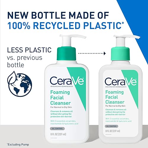Miniatura 14 de CeraVe Limpiador facial espumoso, lavado facial diario para pieles grasas, ácido hialurónico + ceramidas + niacinamida, sin fragancia y sin