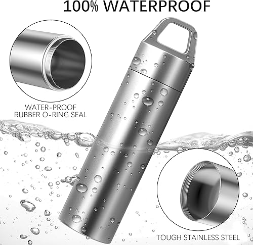 Miniatura 4 de ZXLLM Pastillero portátil llavero para pastillas llavero impermeable de titanio de bolsillo 2 compartimentos pastillero de metal EDC nitroglicerina