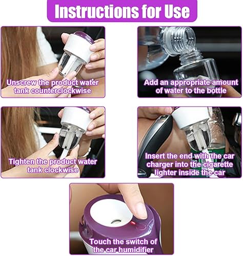 Miniatura 4 de Humidificador de aire para automóvil, difusor de aceites esenciales automáticos de 12 V con 2 puertos de carga USB, difusor de aromaterapia de