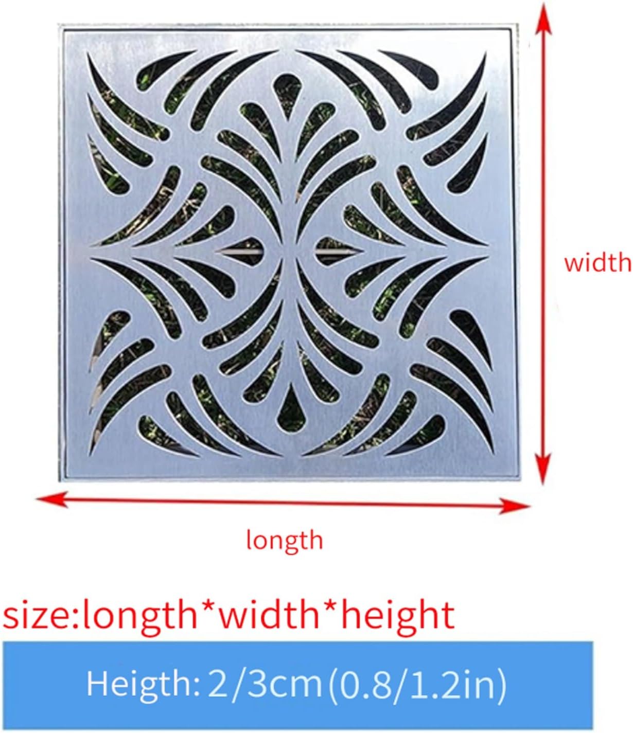 Decorative Floor Drain, Square Pattern, Anti-Corrosion and Durable for Garden and Basement Drainage Systems