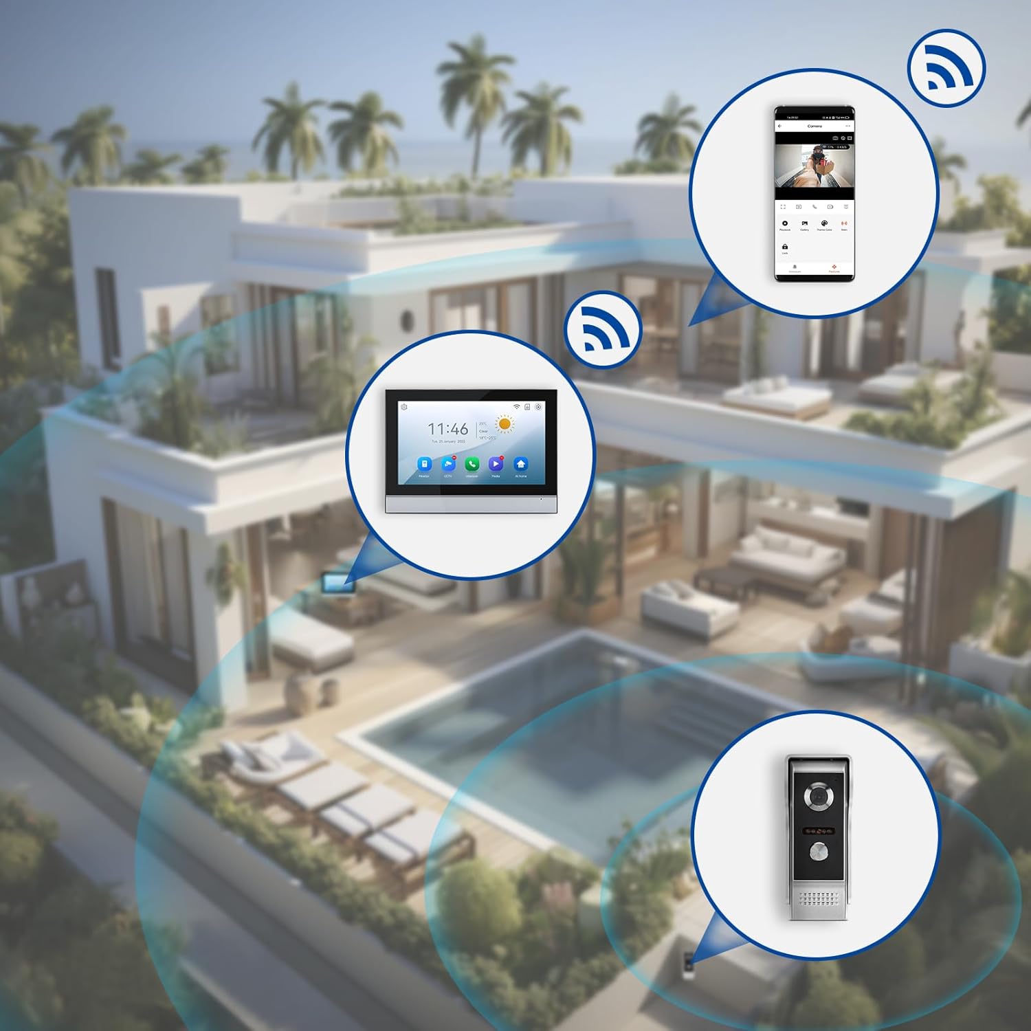 WiFi Wired Video Doorbell System (Wiring Required), 10 Inch High-Definition Monitor +Ring Camera, Support Two-Way Intercom Tuya APP Remote Control & 1080P IR Night Vision for Villa Home Apartment