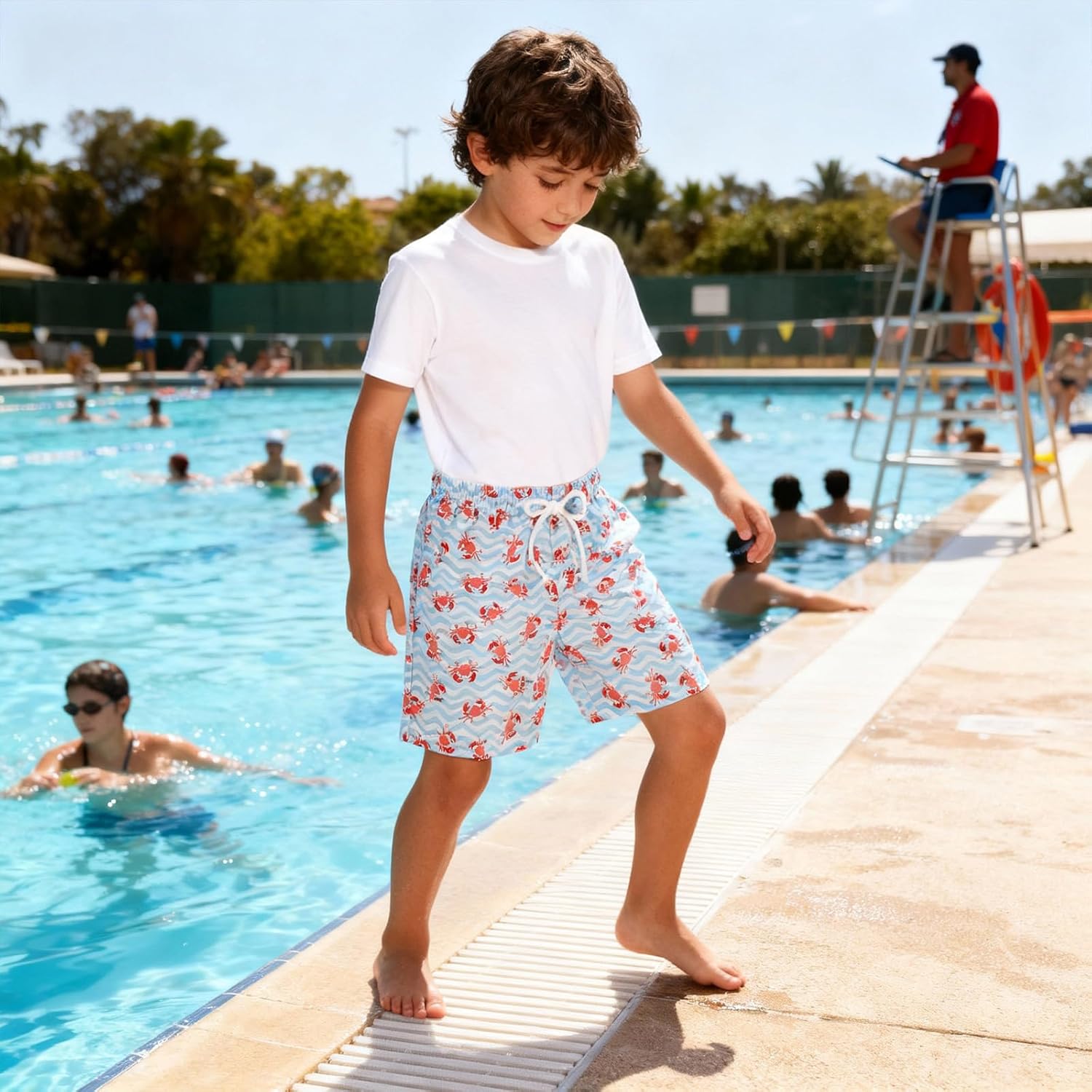 Cozople Boys Swim Trunks with Boxer Brief Liner Compression Swimwear Quick Dry Swim Shorts Bathing Suits 7-20 Years - Image 3