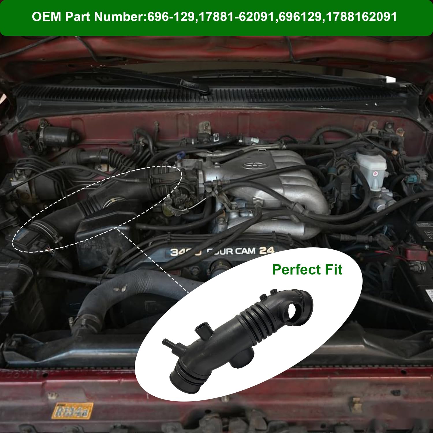 C-HORSE Air Intake Tube C-HORSE Air Intake Hose For 96-98 Toyota ...