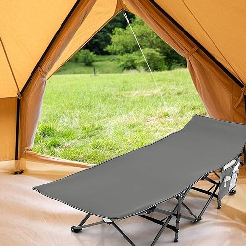 Miniatura 8 de GYMAX Catre de campamento, catre de dormir resistente de 600 libras con diseño ergonómico de inclinación, bolsillo 3 en 1, bolsa de transporte, cuna