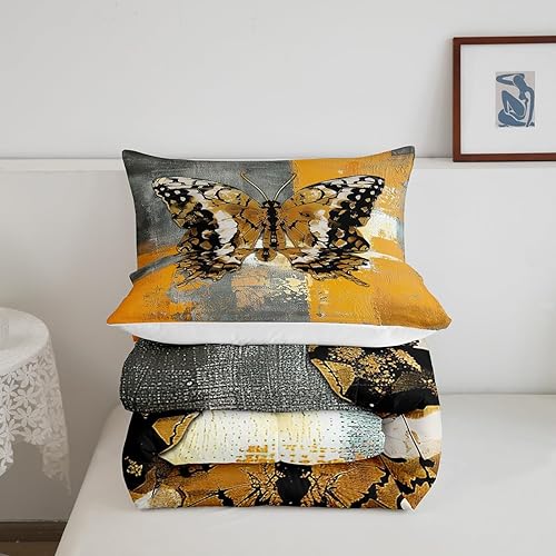 Miniatura 5 de Erosebridal Juego de ropa de cama de mariposa para niñas, edredón abstracto tamaño Queen para adultos y adolescentes, juegos de edredón de acuarela