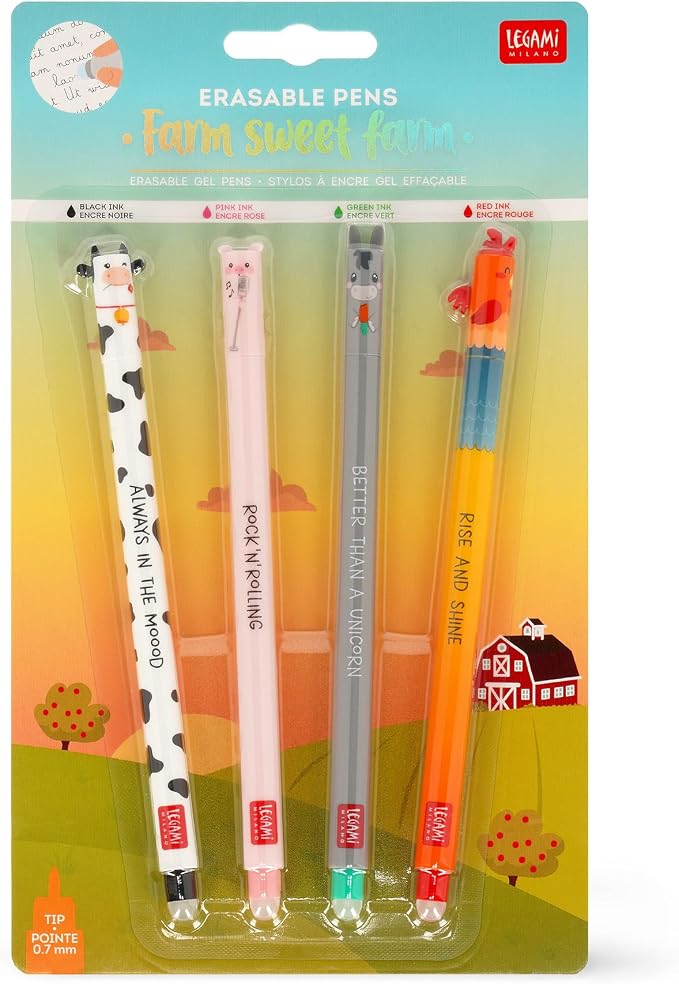 Set de 4 bolígrafos borrables de gel Legami Farm Sweet Farm miniatura 10