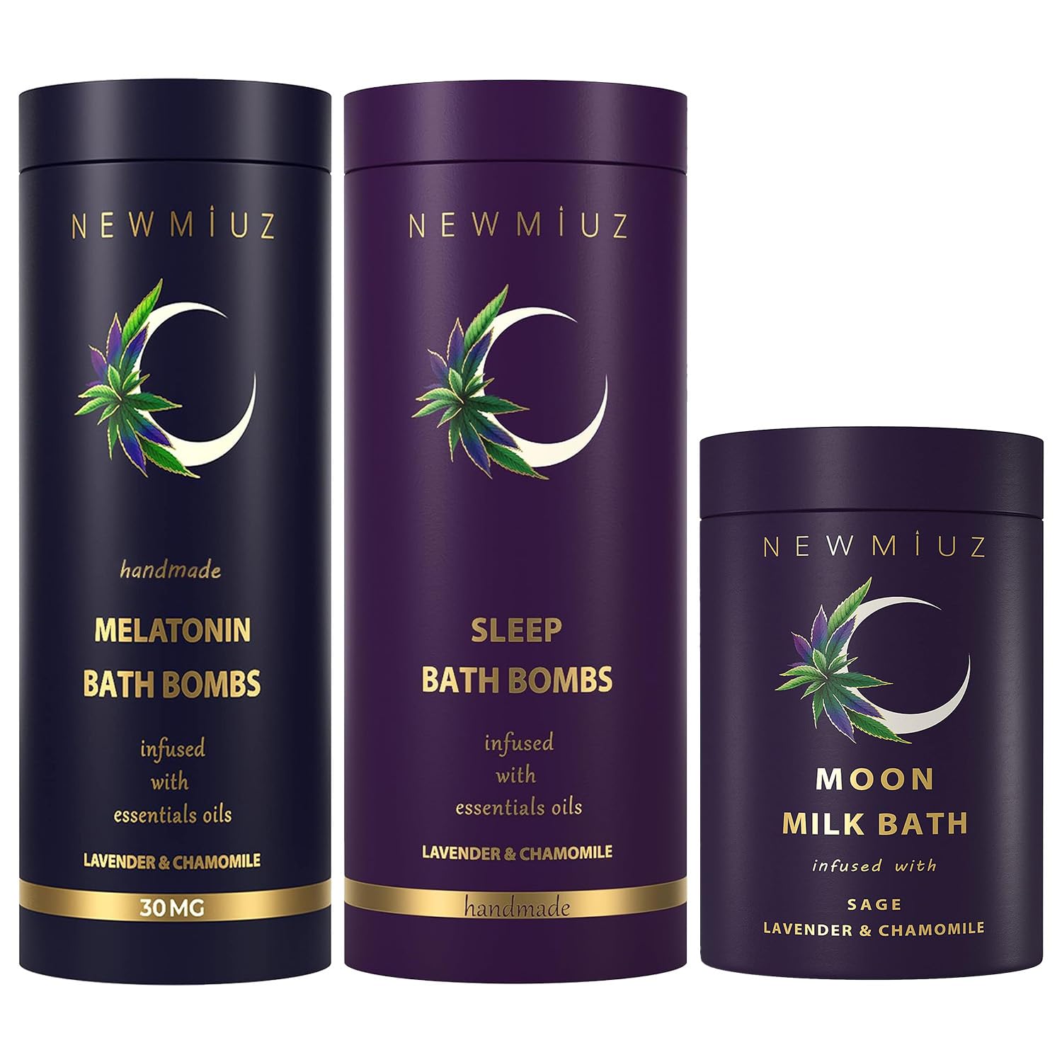 Deep Sleep Fizzing Bubble Bath Bombs Lavender Chamomile Sage Pack of 3 Perfect for Gifting Birthday Christmas or Stocking Stuffers