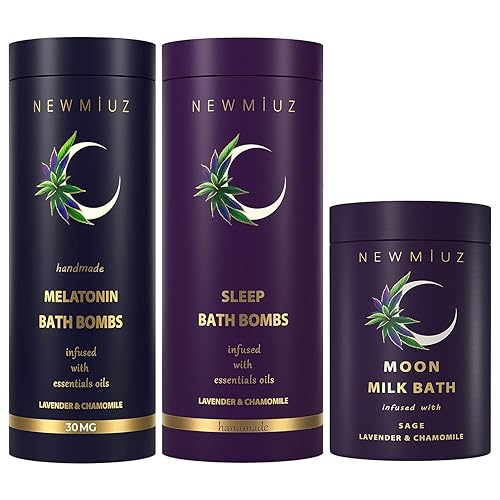 Deep Sleep - Bombas de baño de burbujas para dormir, lavanda, manzanilla, salvia, paquete de 3, regalo perfecto para cumpleaños, Navidad o rellenos
