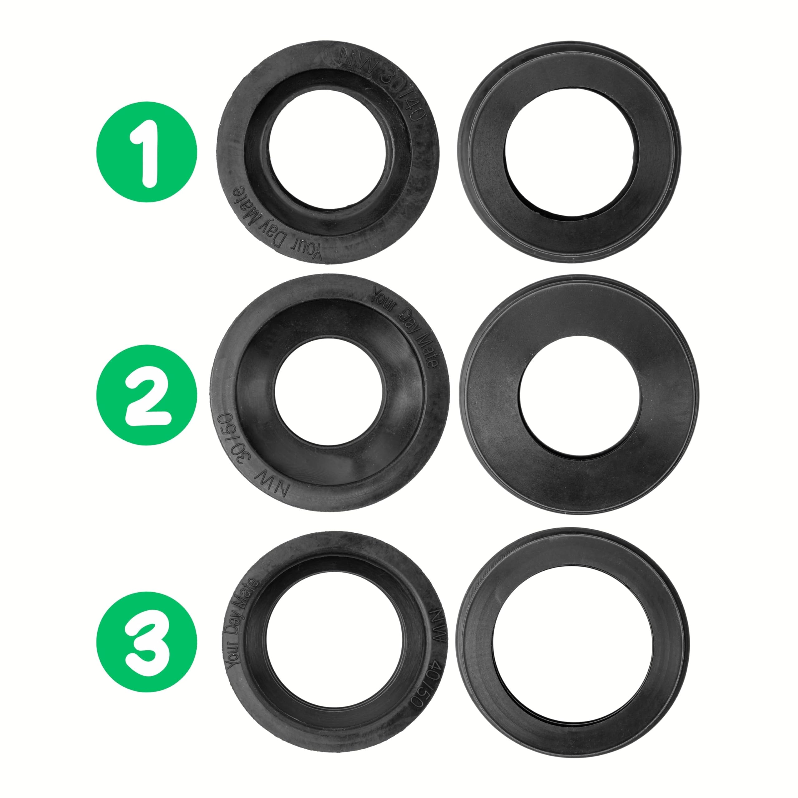 Manicotto Sifone in Gomma, 1 pz, DN 30/40, Per Tubo di Scarico DN40 HT con Ø Interno 40 mm e Tubo Sifone Esterno da 1 1/4" Ø 28-32 mm, Guarnizione Lavello in Gomma Attacco Ø 45 mm Profonda 25 mm