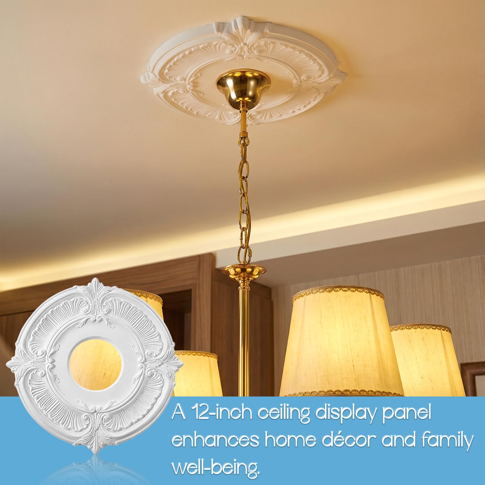 2 Pcs PU Ceiling Medallion Decorative Ceiling Fan Medallion — Amazon image 6