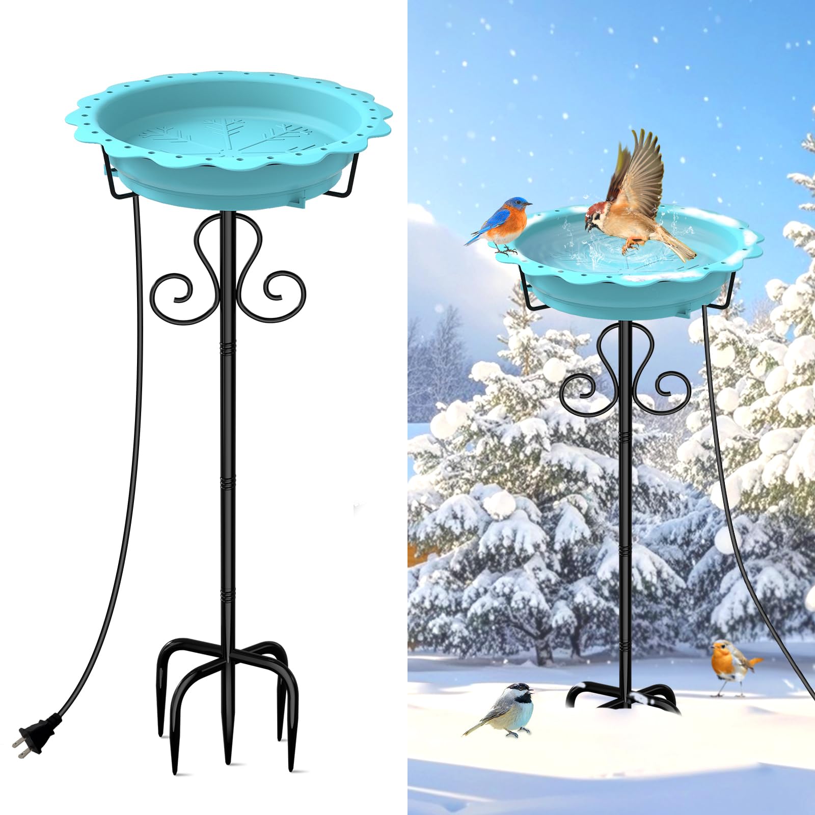 Webuys 100W Heated Bird Bath (Blue)