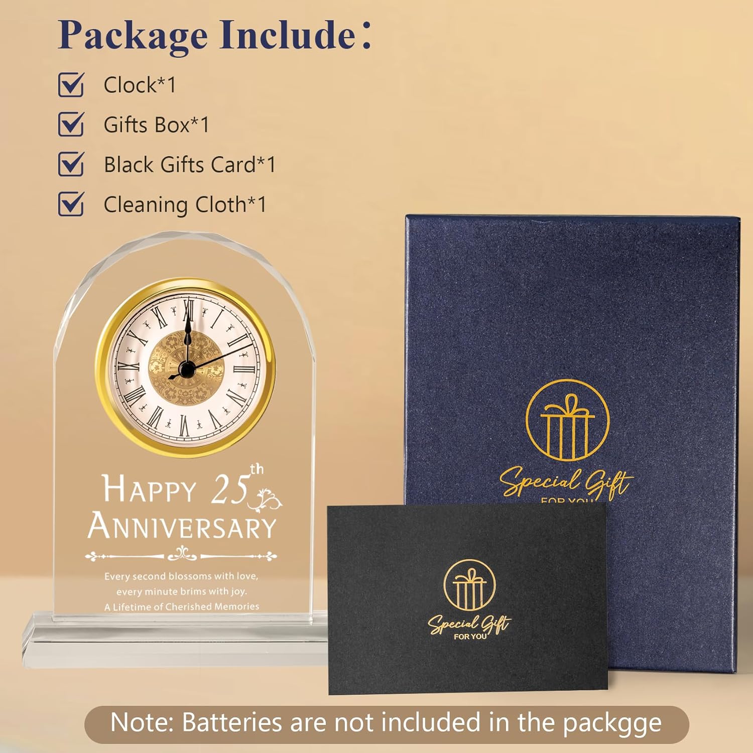 25th Anniversary Wedding Decorations - Crystal Clock & Keepsake Gifts for Couple & Parents - Image 5