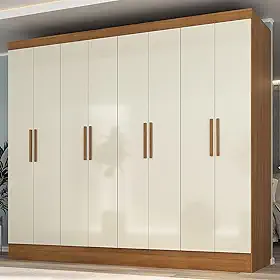 Guarda Roupa Casal 8 Portas 4 Gavetas Jatobá Yescasa Cinamomo/Off White