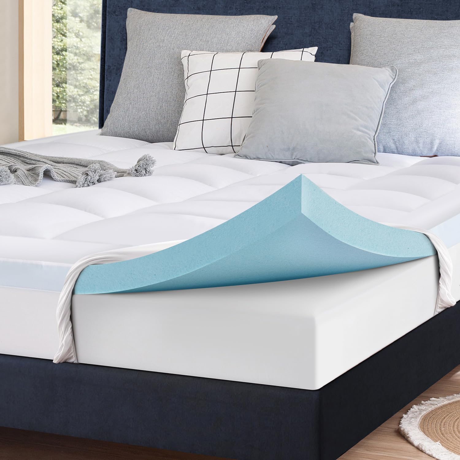 ELEMUSE Extra Firm Mattress Topper Double Bed for Back Pain Relief – Hard Mattress Topper with Washable Cover, Matressesdouble Topper with OEKO-TEX & CertiPUR-US (Double Size-135x190cm) ELEMUSE Extra Firm Mattress Topper Double Bed for Back Pain Relief – Hard Mattress Topper with Washable Cover, Matressesdouble Topper with OEKO-TEX & CertiPUR-US (Double Size-135x190cm)