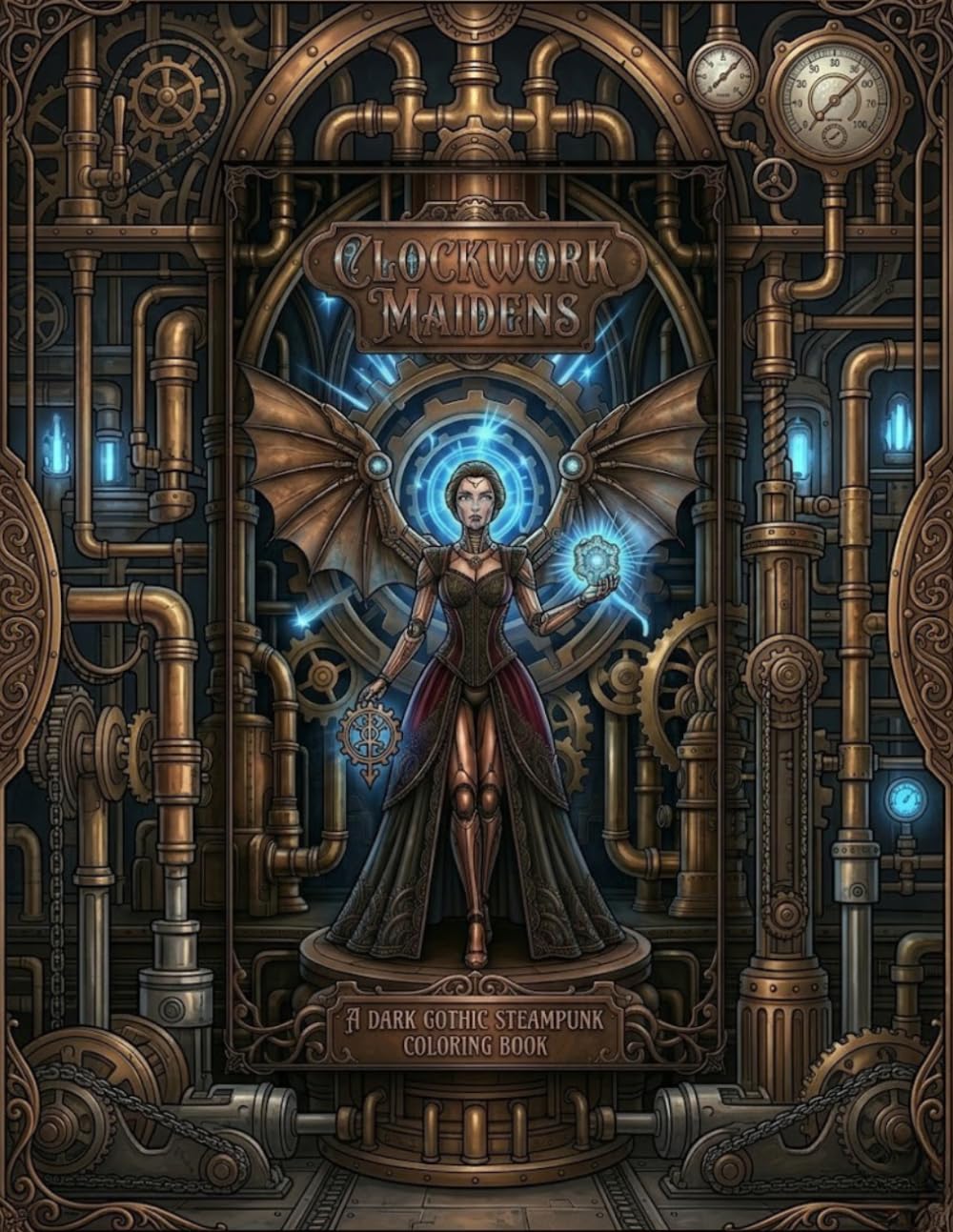 Clockwork Maidens: A Dark Gothic Steampunk Coloring Book (Clockwork Series)