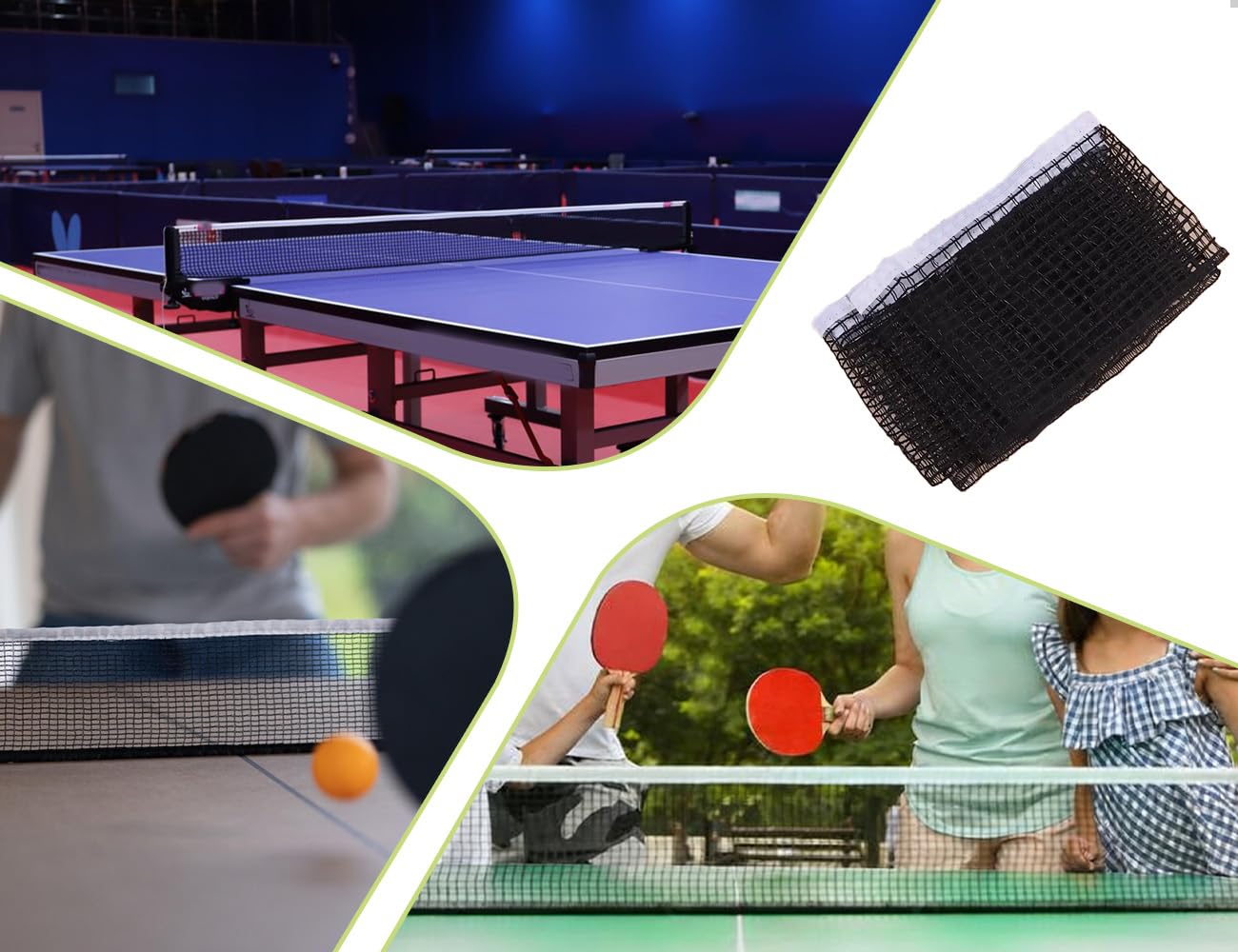 2 Pezzi Rete da Ping Pong,Rete Sostitutiva Portatile per Tennistavolo,Rete di Ricambio per Tavoli da Ping Pong,Rete da Ping Pong in Nylon per Interni ed Esterni (Nero)