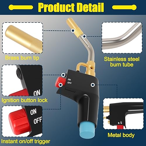 Miniatura 2 de Cabezal de antorcha de arranque por gatillo TS4000, antorcha de llama de alta intensidad, kit de antorcha de gas MAPP/propano con gatillo