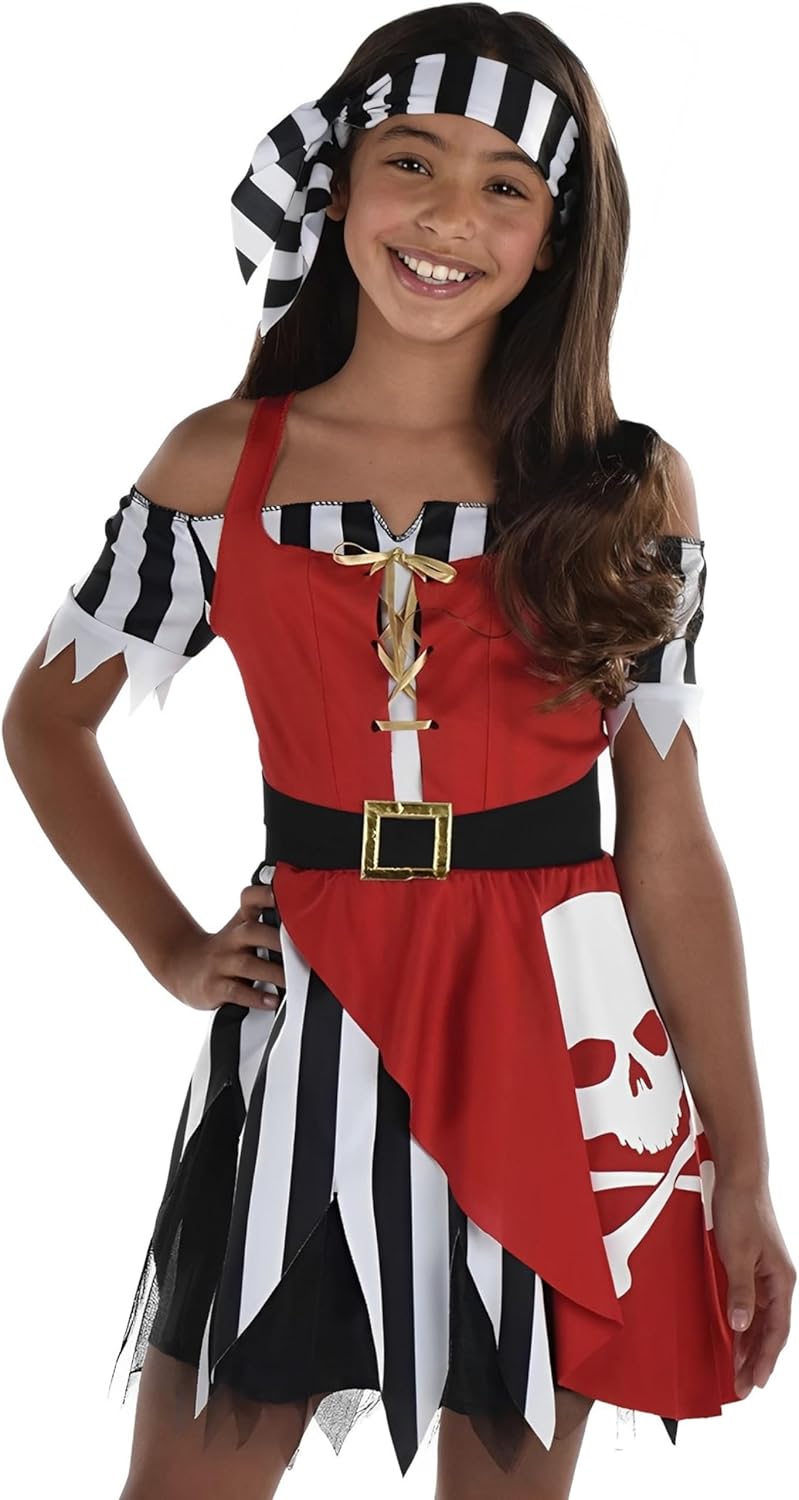 Skull Pirate Adventure Costume For Girls X-Large (14-16) - Vibrant & Stylish Design Outfit, Perfect For Halloween, Costume Parties & More - 1 Set