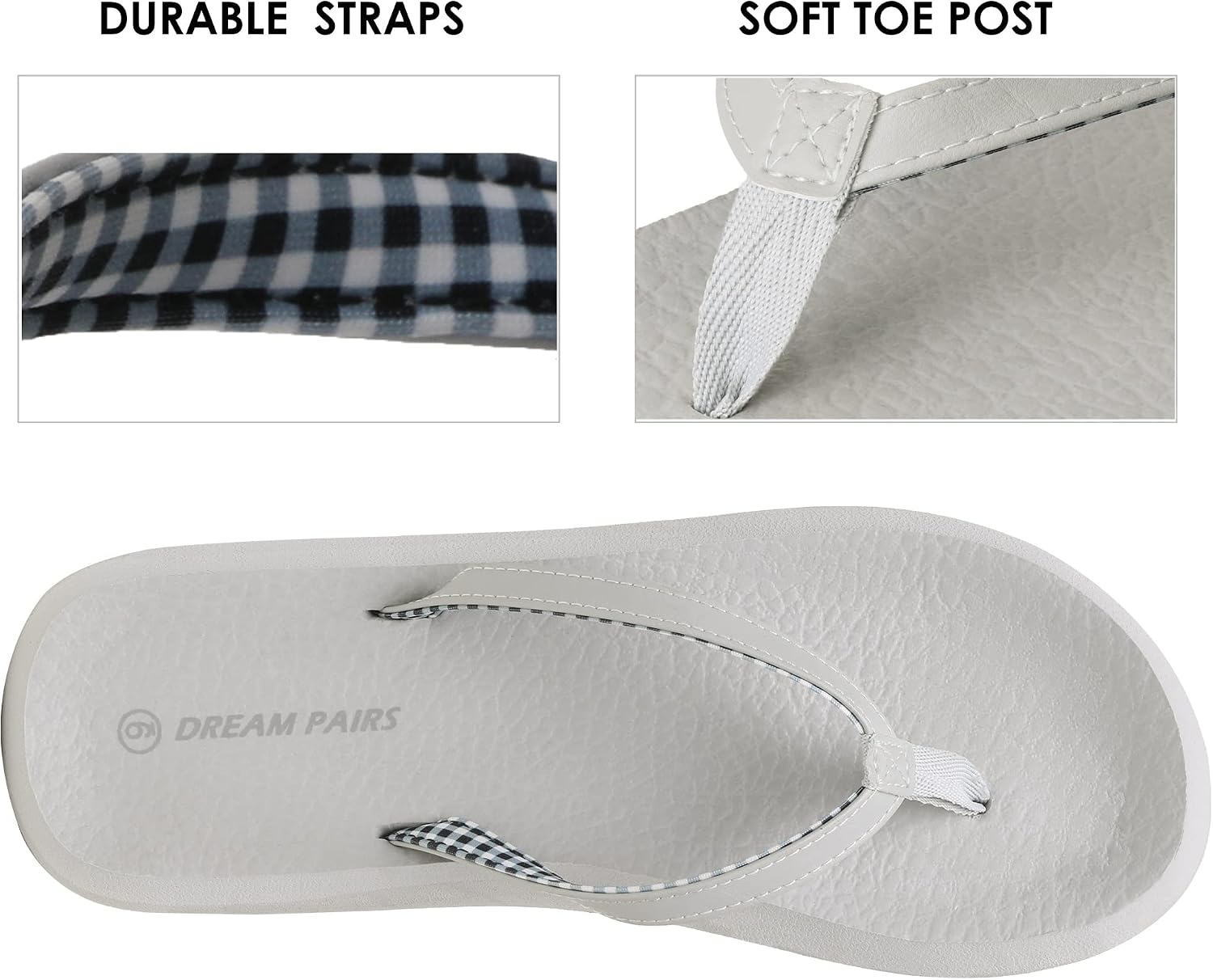 DREAM PAIRS Men's Arch Support Flip Flops Comfortable Soft Cushion Summer Beach Thong Sandals