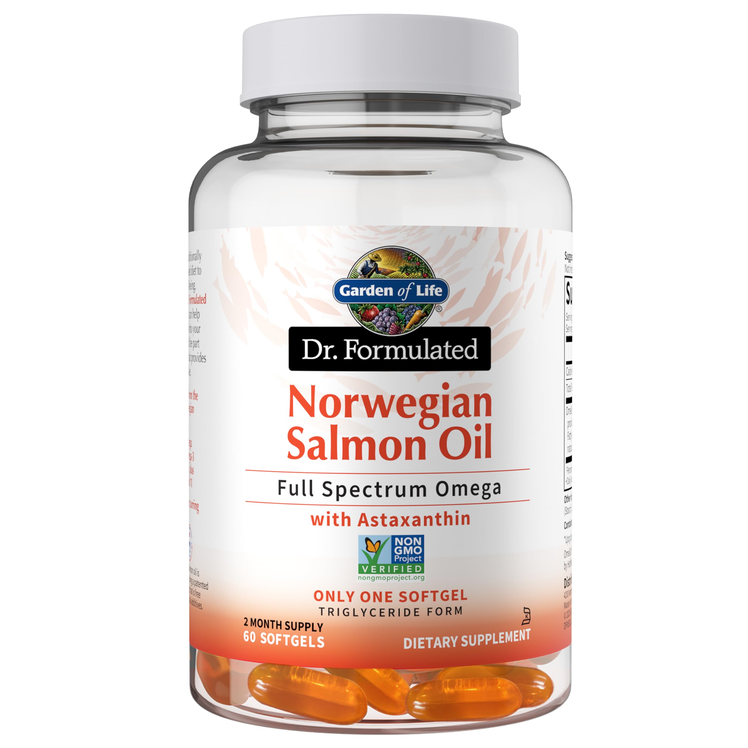 Garden of Life Dr. Formulated Salmon Oil Soft Gels, Full Spectrum, 60ct 60 Count (Pack of 1)