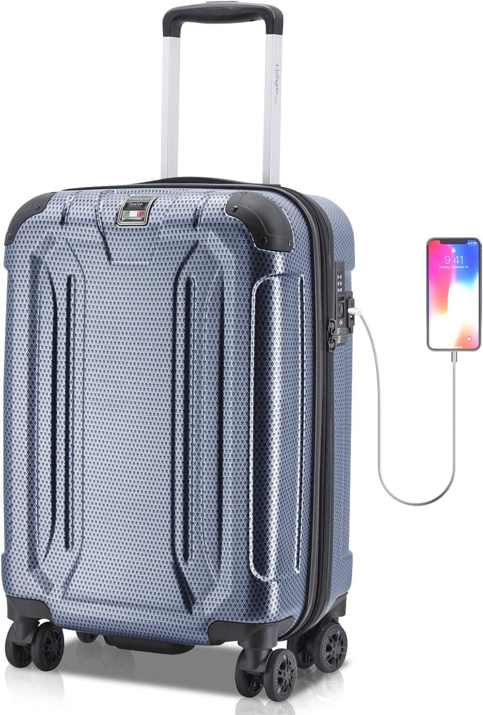 Hard Shell Luggage - Suitcase with USB Port - Tamper Proof Luggage With Anti-Theft Zipper - Durable Hard Shell Suitcase – Corner Bumper Hard side Luggage - High-End Carryon Luggage