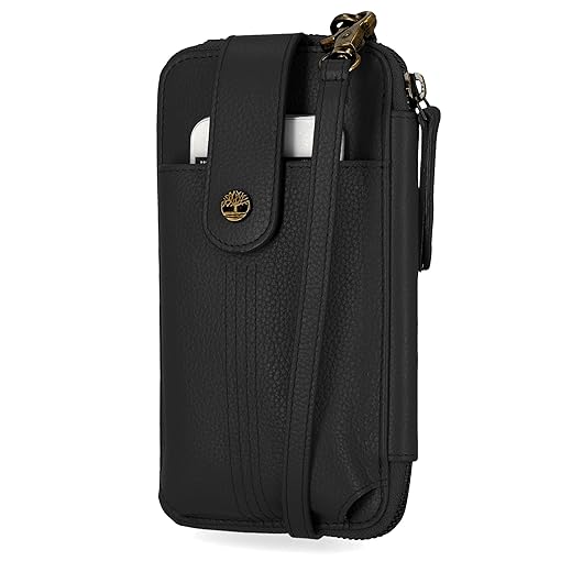 Timberland womens Wallet RFID Leather Crossbody Phone Bag, Black (Pebble), One Size US